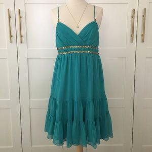 ABS Turquoise Dress with Gold Accents